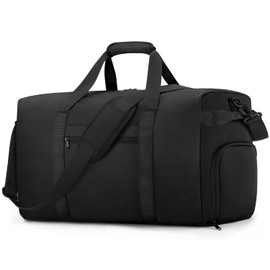 Carry On Luggage 22x14x9 Airline Approved, 45L Waterproof Duffle Bag for Travel, Lightweight Carry on Travel Duffel Bags with Shoe Compartment, Weekender Overnight Gym Bag for Men Women, Black