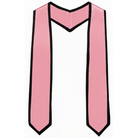 Newrara Deluxe Unisex Adult Plain Graduation Honor Stole Sash Classic End with Trim 72" Long (Pink with Balck trim)
