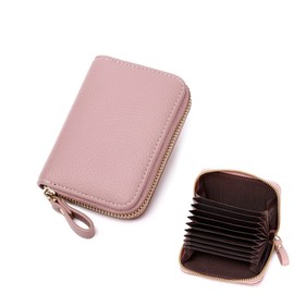 ZMREN Women's Leather Blocker Wallet with ID & Credit Card Slots, Cash & Coin Pocket - RFID Protection - Pink