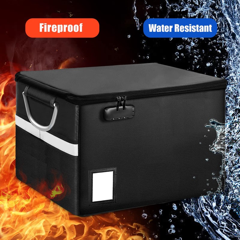 Fireproof Document File Organizer Box, Fireproof Safe Box with Lock,