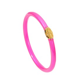 Pingyongchang Candy Color Glitter Resin Bangle Friendship Bracelets Lightweight Soft Silicone Plastic Stack Wristband for Women Men 70s 80s Holiday Beach Jewelry Birthday Party Gifts-Rose Pink