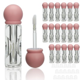 COSIDEA 18 leere 3,5 ml rosa Lipgloss-Tuben mit transparentem Zauberstab, Deo-Fußbürste, Lipgloss-Tubenbehälter für Lippenöl