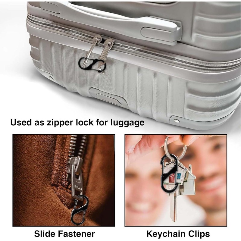 Pack of 10 Carabiner Hooks Small, S Carabiner Mini, Small
