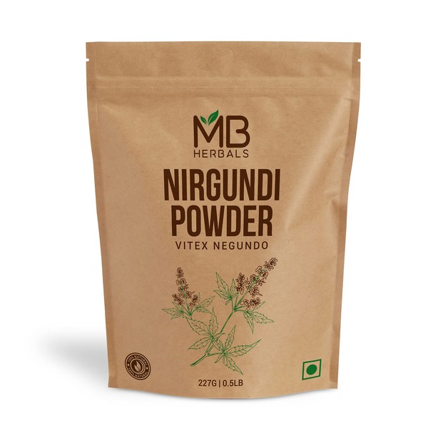 MB Herbals Nirgundi Powder 8oz (227G / 0.5LB) | Vitex negundo | Chinese Chaste Tree | Nochi | Reduces Joint Pain | Averts Premature Greying of Hair