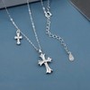 VQGRIXZCE S925 Sterling Silver Dainty Double Christian Faith Cross pendent