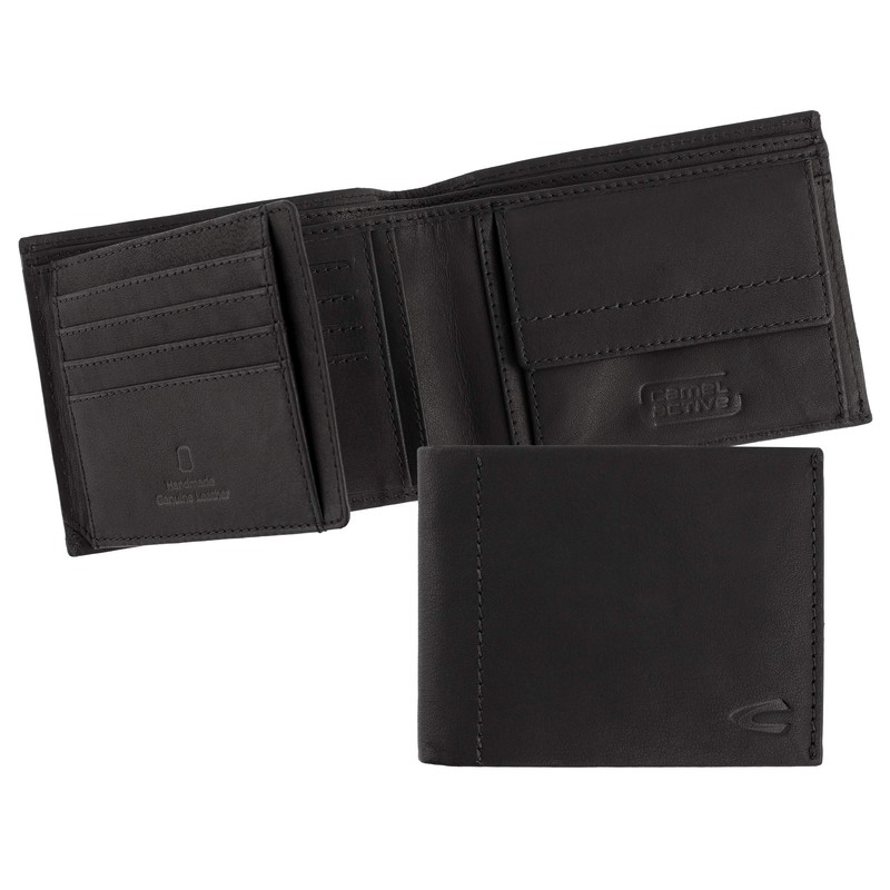 camel active Niagara Herren Geldbörse Querformat RFID Leder Mittelgroß Schwarz