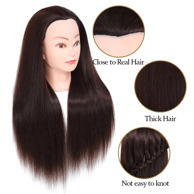Training Head, Free Clamp for Braiding 26-28" Barber Head 100%