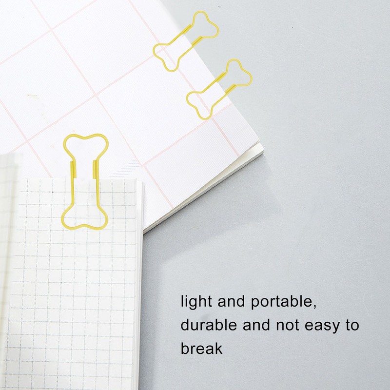 100pcs Colored Dog Bone Shape Paper Clips Black Lightweight Notebook