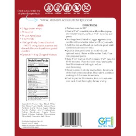 Mom's Place Gluten-Free Zucchini Bread Mix, Dairy Free, Soy Free, Non-GMO, 16 Servings, 15.2 oz