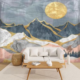 UYS69Z5PG Peel and Stick Wallpaper Silhouettes Mountains Trees Abstraction Textured Plaster Canvas Wallpaper Wall Decals Removable Wallpaper Self Adhesive Wall Mural for Bedroom Room Decor Office
