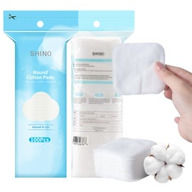 SHINO SHINO Natural Square Cotton Pads Biodegradable Pads Makeup Remover Cotton for Sensitive Skin - Beauty, Personal Care, Baby Care Daily Cosmetics (Pack of 8)