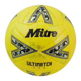 Mitre Ultimatch Football, Enhanced Control, Extra Durability, Added Accuracy, Ball, Fluo Yellow/Floodlight Yellow/Gritty Gold, 4
