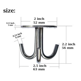 NELXULAS Stainless Steel Heavy Duty 3-Claw Coat Hook, Robe Hanger Ceiling Mount Hook, Towel Hook, Perfect Touch Your Bathroom, Bedroom, Closets, Wardrobe, Kitchen (2 PCS, Silver)