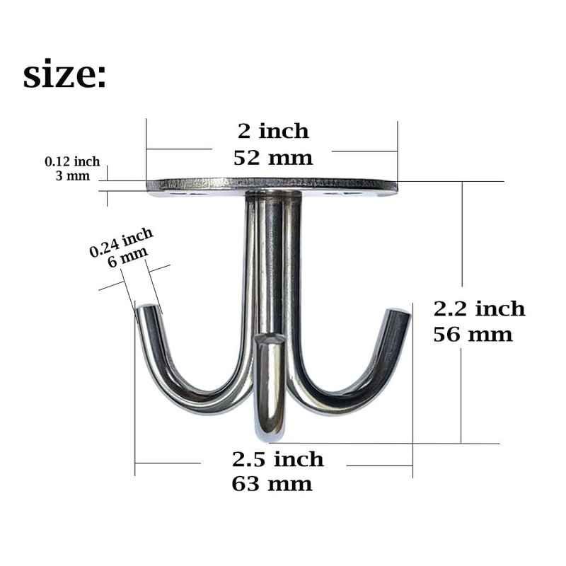 NELXULAS Stainless Steel Heavy Duty 3-Claw Coat Hook, Robe Hanger
