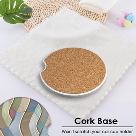 Vibiliyou Car Coasters Wooden Gold Colorful Design 2 Pack Absorbent Ceramic Stone Coasters 26 Inch Diameter Geometric Perfect Car Accessories Cup Holder for Women