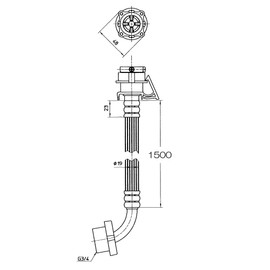 SANEI PT17-1A-1.5M Automatic Washing Machine Water Supply Hose, Length 4.9 ft (1.5 m), Includes Base Opening, One-Touch Connection, Brim Included, Anti-Shedding