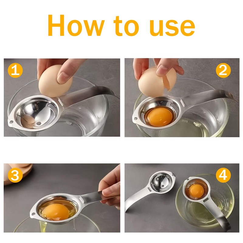 Premium Stainless Steel Egg Separator, Food-Grade Yolk White Filter, Durable