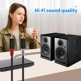 caojunzhen RCA to Speaker Wire Adapter, 2 Bare Wire Speaker Cables to RCA Plug Adapter for Audio Video AV Receiver TV Subwoofer - 20AWG, 9.8ft