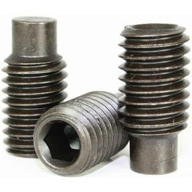 Socket Set Screws, Full Dog Point, 3/8-24 x 3/8", Alloy Steel, Black Oxide, Hex Socket (Quantity: 100) Fine Thread, 3/8 inch Grub/Blind/Allen/Headless Screw, Length: 3/8 inch