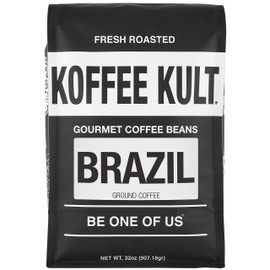 Koffee Kult Brazil Coffee Ground Medium Roast - 100% Single Origin Brazilian Coffee - Fresh Artisan Roasted (Ground, 32oz)