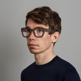 LONDON MOLE® Vegas Fashion Glasses | Zero's with Clear Lenses | Cool Oversized Square/Rectangular/Trapezoidal Frames | Men Women Unisex | Spring Joints, Rubberised transparent brown