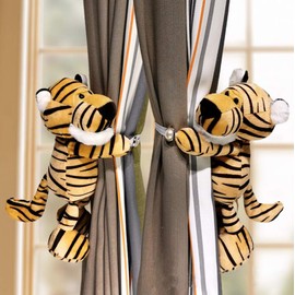 Cciphy 1 Pair Cartoon Curtain Tieback Tiger Window Curtain Hook Curtain Holdbacks Cute Animal Tieback Buckle Hook Fastener for Baby Children Living Room Bedroom Nursery Curtain (Tiger)