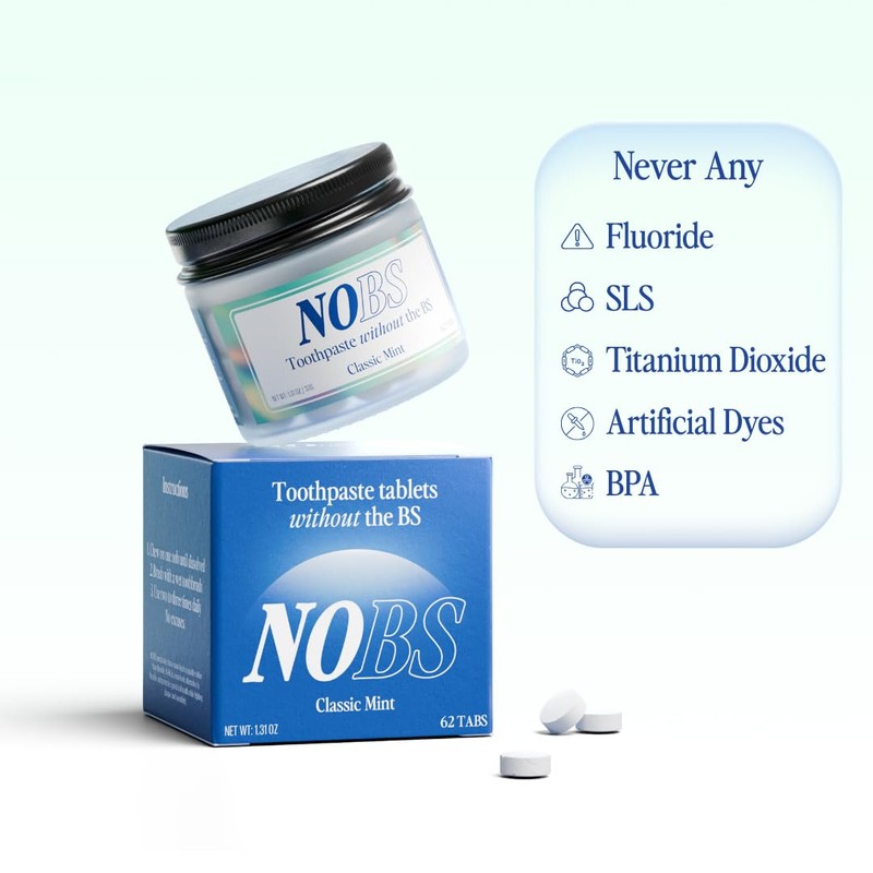 NOBS (No Bad Stuff) Toothpaste Tablets - Nano Hydroxyapatite, Fluoride