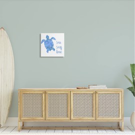 Stupell Industries Patterned Blue Sea Turtle Beach Phrase Calligraphy, Design by Jackie Decker