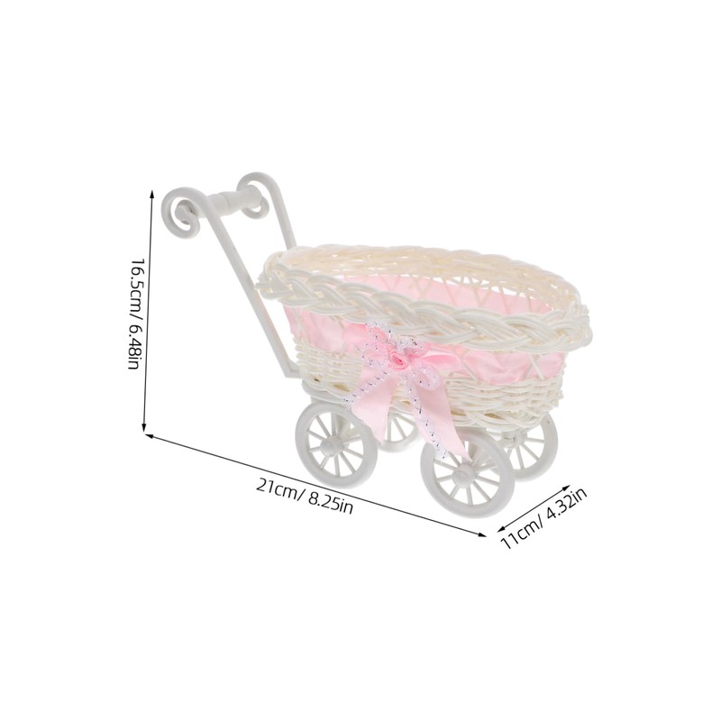 SHOWERORO Imitation Rattan Carriage Candy Basket Mini Woven Flower Holder