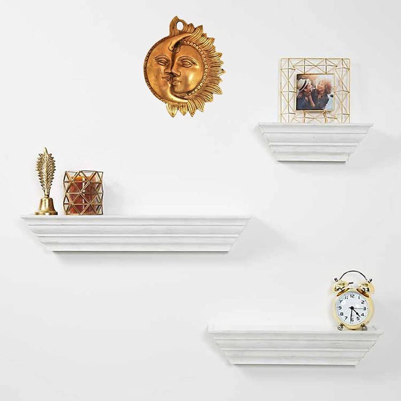 Purpledip Brass Wall Hanging 'Celestial Yin-Yang': Sun-Moon Decor Statue (11561)