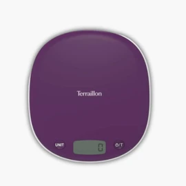 TERRAILLON Electronic Kitchen Scales - Tare Liquid Conversion, Integrated Handle, Weighing Range 5kg, Accuracy 1g - Model 'Macaron Inox' Plum, Plum