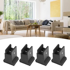 4pcs Adjustable Furniture Risers with Screw Clamp Rubber Bed Couch Risers for Heavy Duty Furniture (Black)