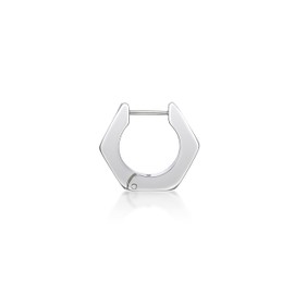 Stainless Steel Hexagon Single Hoop Earring for Men 4 mm Wide Hinged Hoop by Metro Jewelry