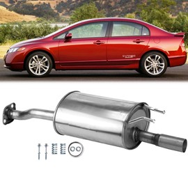 Kucaruce Stainless Steel Rear Exhaust Muffler 100% OEM Style Direct Fit For 2006-2011 Honda Civic 1.8L and 2006-2011 Honda Civic Hybrid 1.3L-Include Gasket and Bolt kit HC01