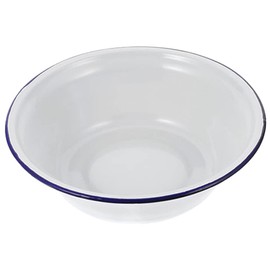 HOLIDYOYO Enamel Bowl,5.5cm Large Enamel Mixing Bowl White Enamelware with Blue Rim Vintage Enamel Soup Basin Ice Cream Salads Prepared Bowls Baking Pan for Noodles Salad Fruit Ramen