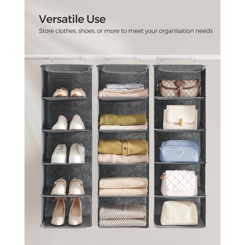 SONGMICS Hanging Closet Organizer, Hanging Storage Shelves, Hanging Closet Shelves,