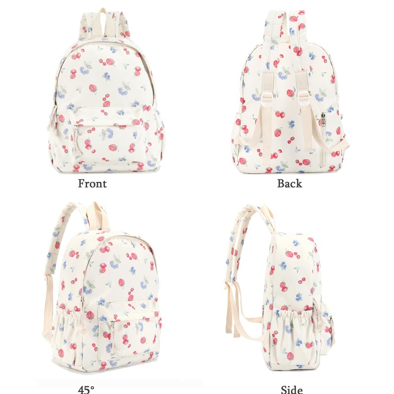 BBIQI Coquette Strawberry Backpack Cute Aesthetic Fruit Preppy Backpack Nylon