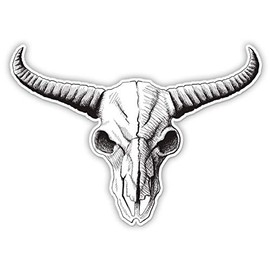 Bull Skull Western Ranch Cow - 3" Vinyl Sticker - for Car Laptop Water Bottle Phone - Waterproof Decal