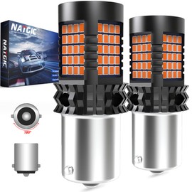 NATGIC Amber 1156 P21W LED Bulb Yellow Canbus Error Free Turn Signal Light BA15S Led Built-in Resistor No Hyper Flash No Error For Blinker Light Indicator Light Side Marker Light 2000Lm 21W(Pack Of 2)