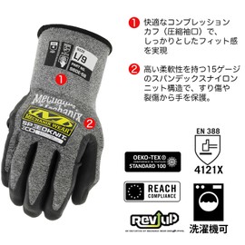 Mechanicswear Speed Knit ECO XS Size Gray S6DE-58-006 Work Safety Gloves, Abrasion Resistant, Tear Resistant, Touchscreen Compatible, Washable, Mechanic, Disaster Preparedness, DIY, Eco
