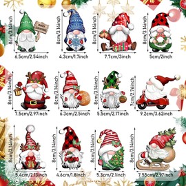 24 Pieces Christmas Tree Decorations Wood Pendants, Gnomes Christmas Decorations for Tree, Christmas Decorations for Trees, Adorable Painted Christmas Decorations, Christmas Tree Decorations
