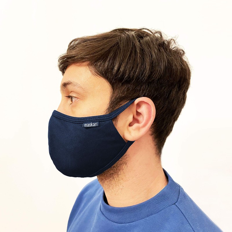 Maskari Navy Blue Reusable Face Mask | Washable | 3