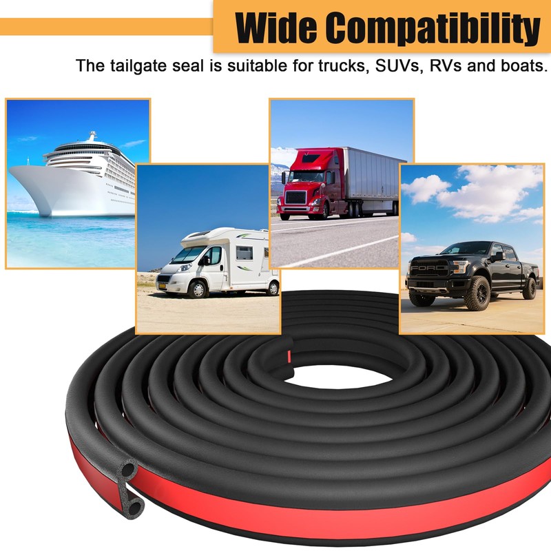 Nayotaa Tonneau Cover Seal Strip - 16.4Ft Truck Tailgate Seal