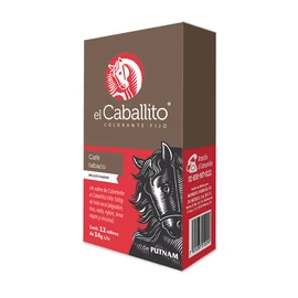 el Caballito Jeans, el único Colorante en Polvo para ropa color Café tabaco ¡Revive y cambia el color de tu prenda favorita! Cajilla con 12 sobres de 16g c/u