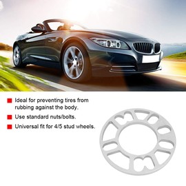 2Pcs Wheel Spacers,10mm Aluminum Alloy Silver Wheel Spacers Shims Universal Fit for 4/5 Stud Wheel