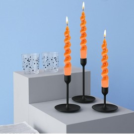 Orange Taper Candles Dinner Candlesticks,7.5inch Smokeless Candle Sticks Short Tapered Candles Twisted Candlesticks for Holiday Household Wedding Party Thanksgiving Gifts(2pcs-Orange)