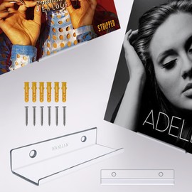 YUEHUA Vinyl Record Display,vinyl record holder wall mount,Acrylic Album Vinyl Record Holder Wall Mount and Display Your Favorite LP Records in Style (pack of 6)