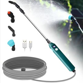 Battery Powered Sprayer Wand,23.6" Electric Sprayer Telescopic Wand with 3 Spray Forces, Battery Indicator, 16.4FT Hose, 3 Mist Nozzles for Lawn and Garden