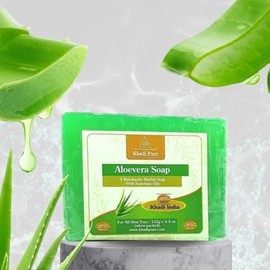 FOUNTINA Khadi Pure Herbal Aloe Vera Soap with Natural Moisturizers, 125g, Pack of 4, Light Green