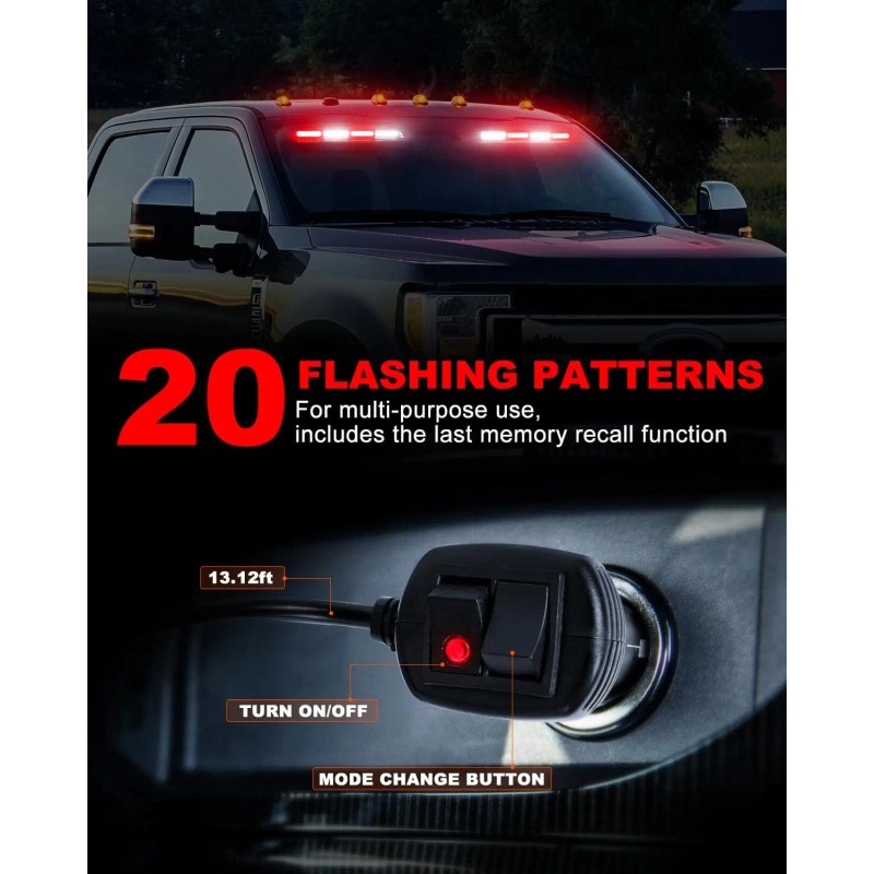 Emergency Dash Strobe Lights 2x16.8 Inch Red White 48 LED